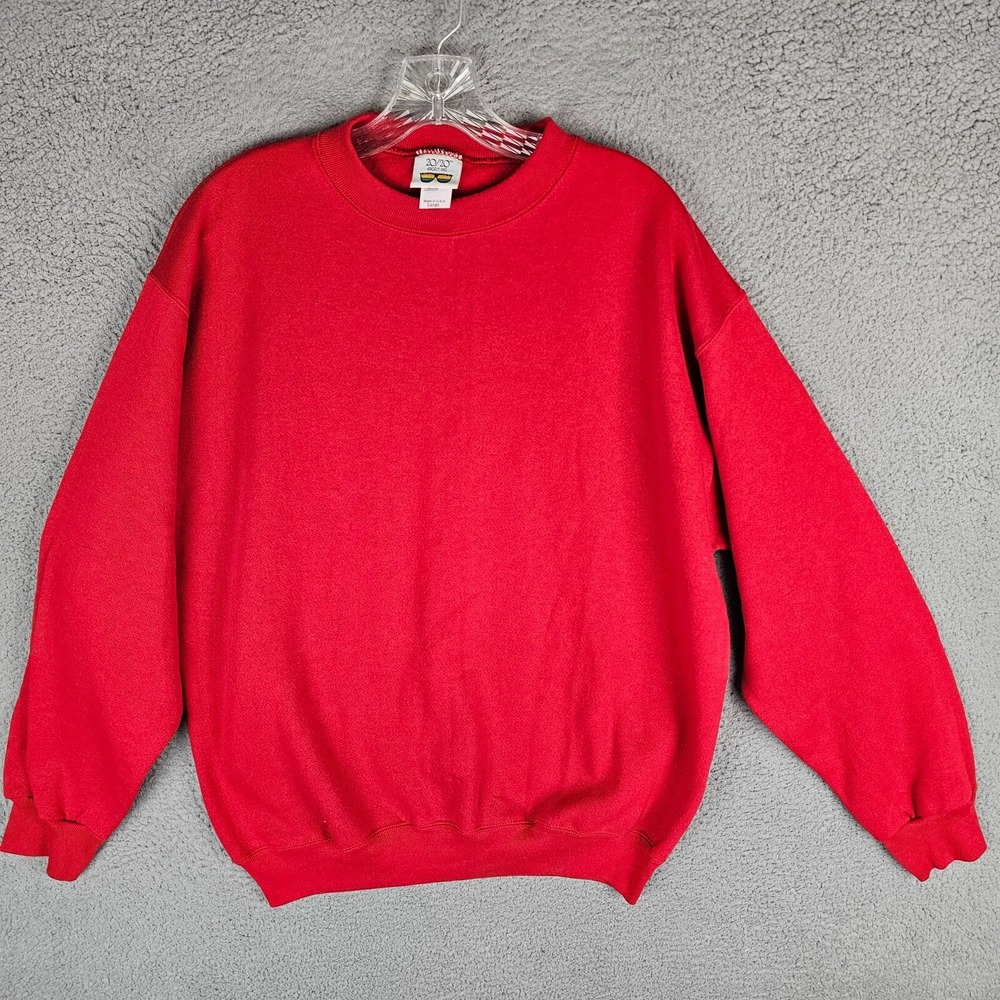 20/20 Sport Sweatshirt Mens Large Red Blank Pullover Vintage USA Made
